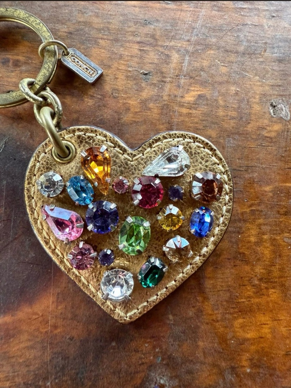 Coach Metallic Gold Jeweled 💎Bag charm keychain